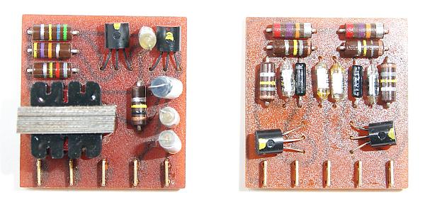 Baugruppen: Oszillator (links) und Flip-Flop (rechts)